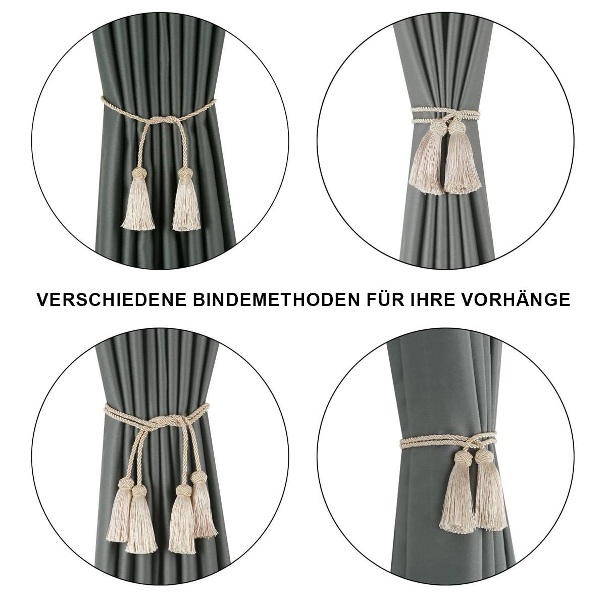Raffhalter Gardinenhalter Vorhanghalter Raffhalter mit Quaste für Haus Dekoration, Juoungle, Vorhang, (2-tlg), Leicht zu reparieren und zu dekorieren