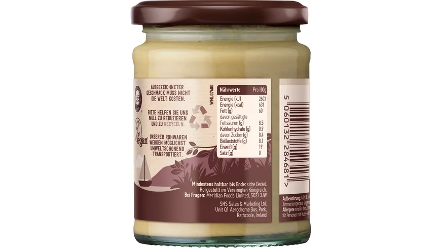 Meridian Bio Weißes Tahin 100 % Sesam Ohne Salz 270 g