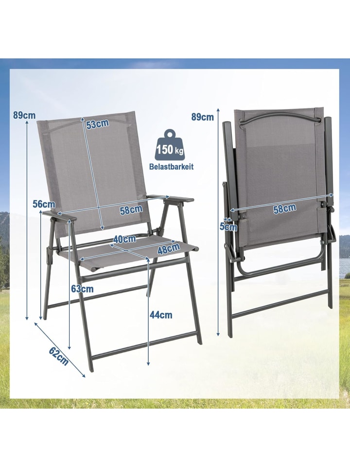 COSTWAY 4er Set Gartenstühle in Grau günstig kaufen onesize