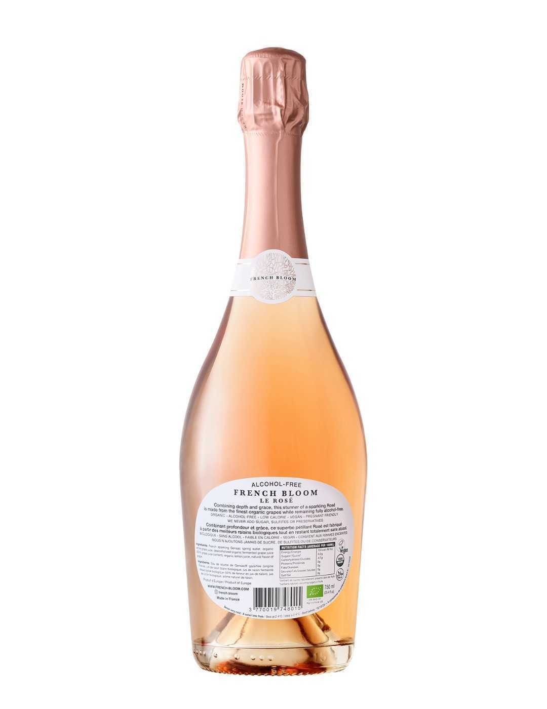 French Bloom : Le Rosé - Effervescent bio sans alcool 0% - Gueule de joie 0° |  75 cl