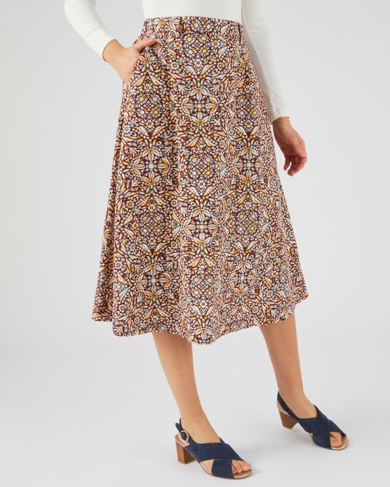 Jupe évasée mélange lin et coton