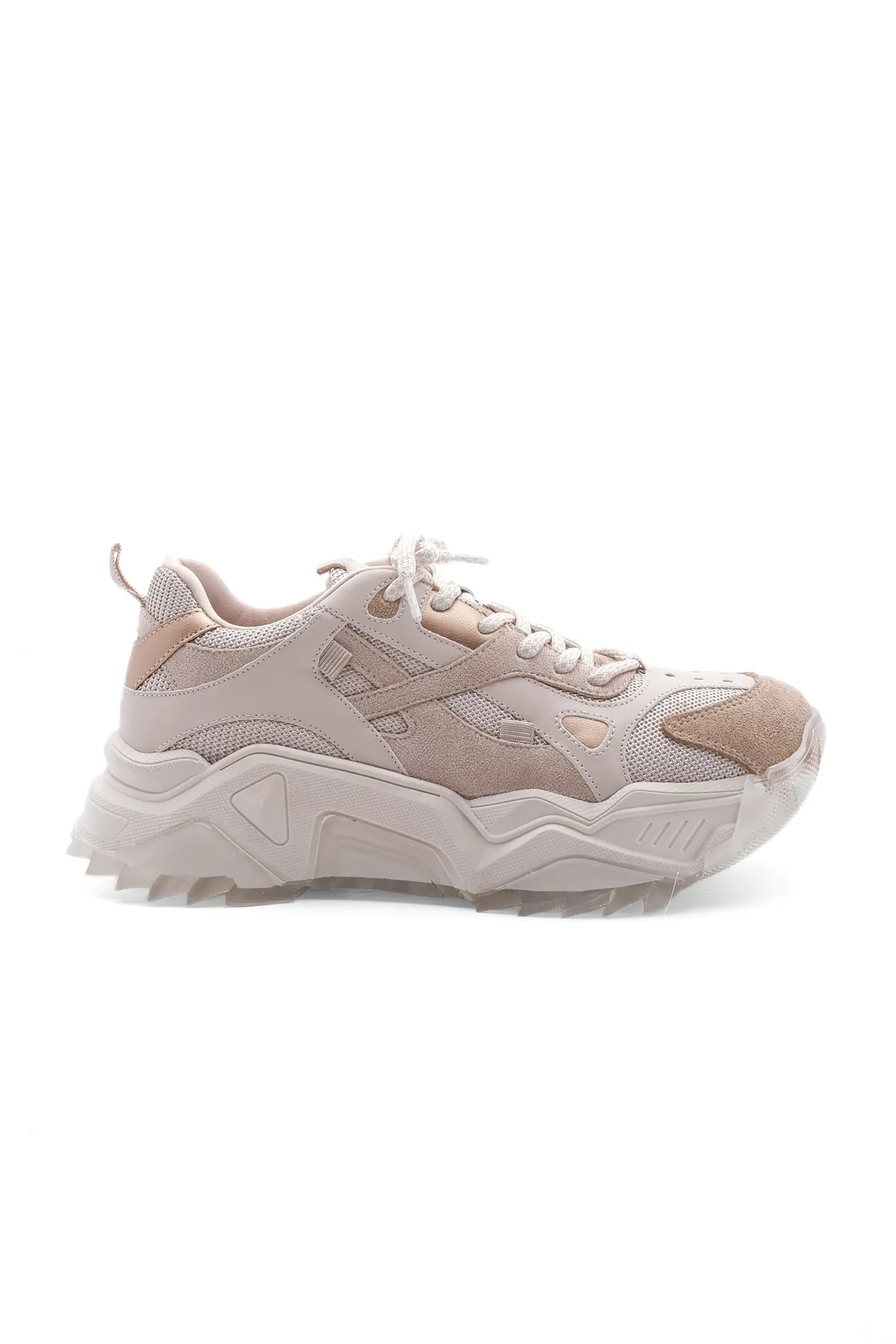 Marjin  Damen-Sneaker mit Schnürung, Sportschuhe mit hoher Sohle, Edisa Beige