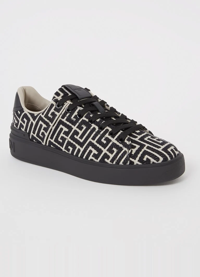 Balmain B-Court sneaker with logo print and leather details