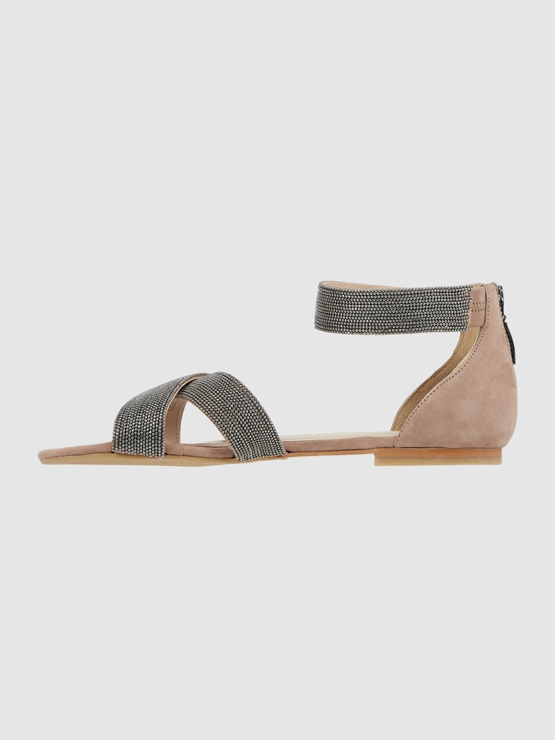 Sandalen aus Leder in taupe