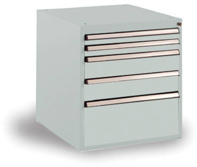 Manuflex Stationär Schubfachschrank 5 Schubfächer BASETEC Hellgrau 500 x 580 x 560 mm