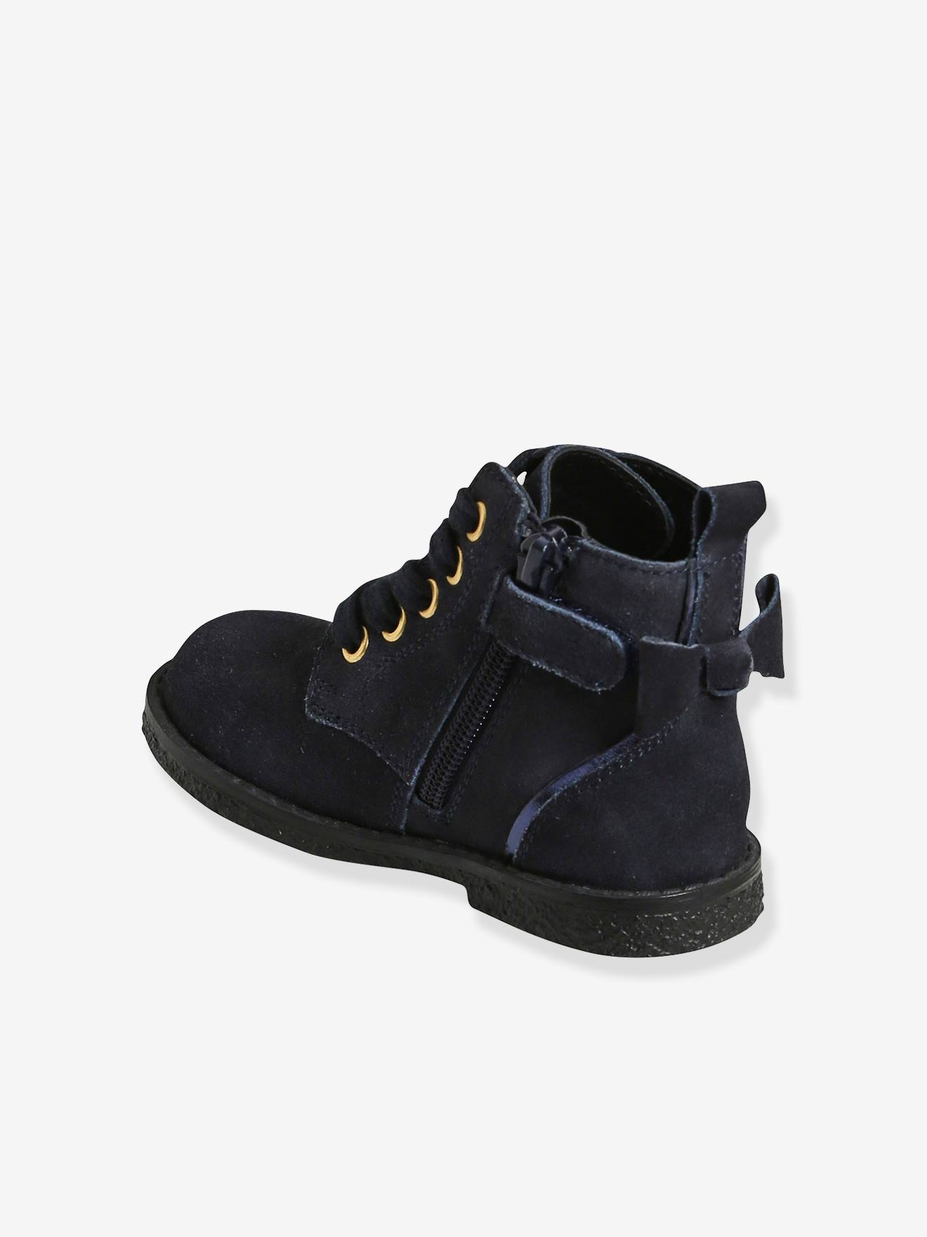 Bottines cuir fille collection maternelle bleu marine