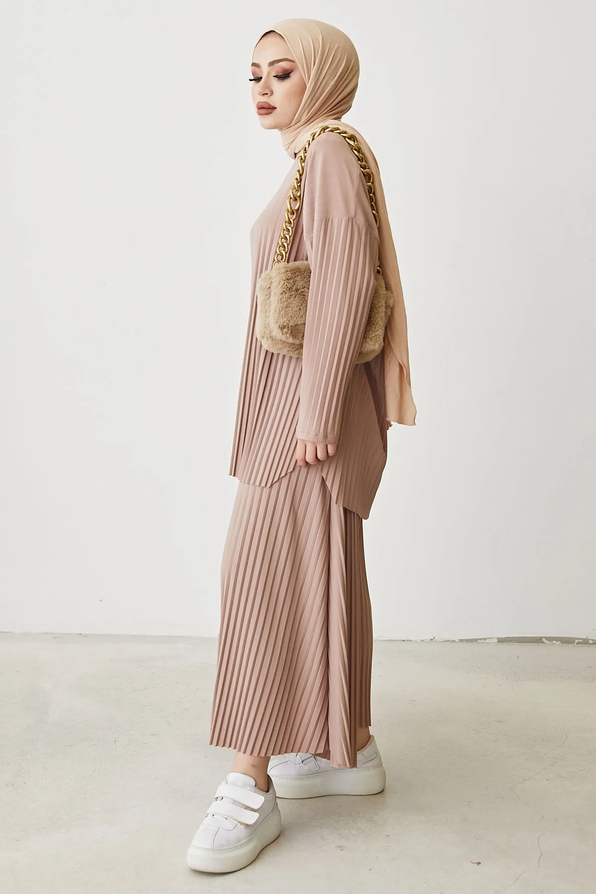 InStyle  Mila Faltenhosen-Tunika-Doppelset - Kamel