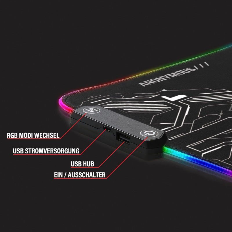 Hyrican Gaming Mauspad Striker ST-MP25B XXL RGB LED, 800 x 300 mm