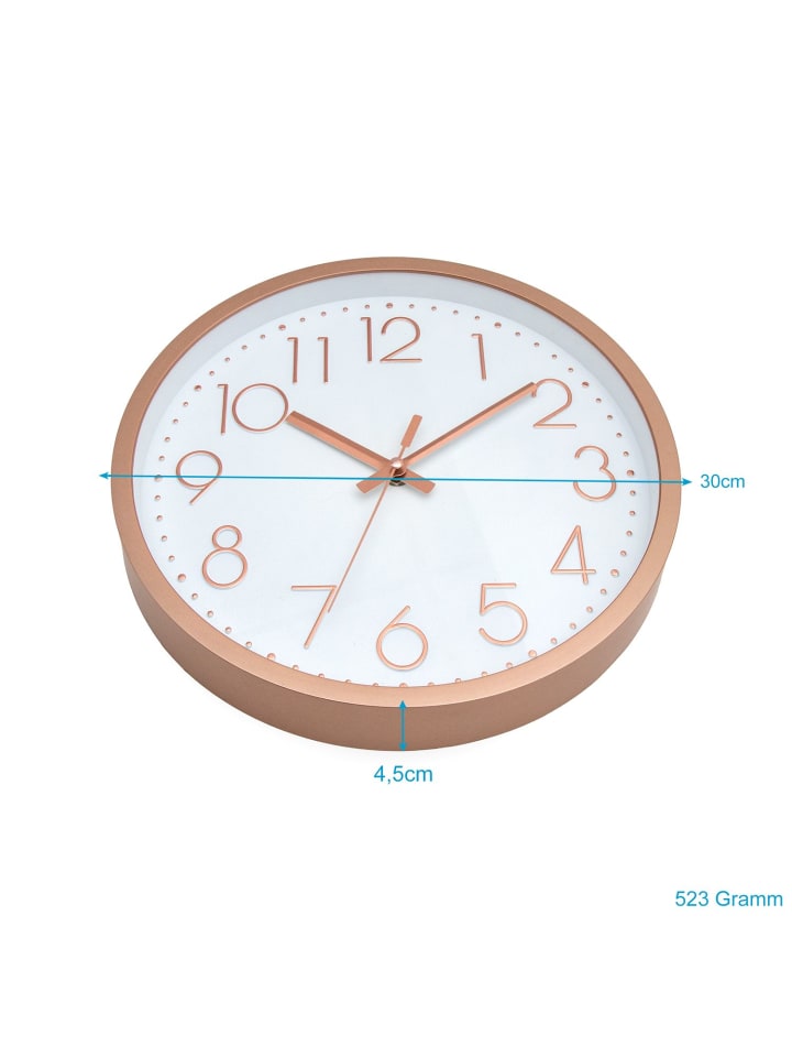 Intirilife Wanduhr mit D30,5 cm in Rosé Gold-Weiß günstig kaufen onesize
