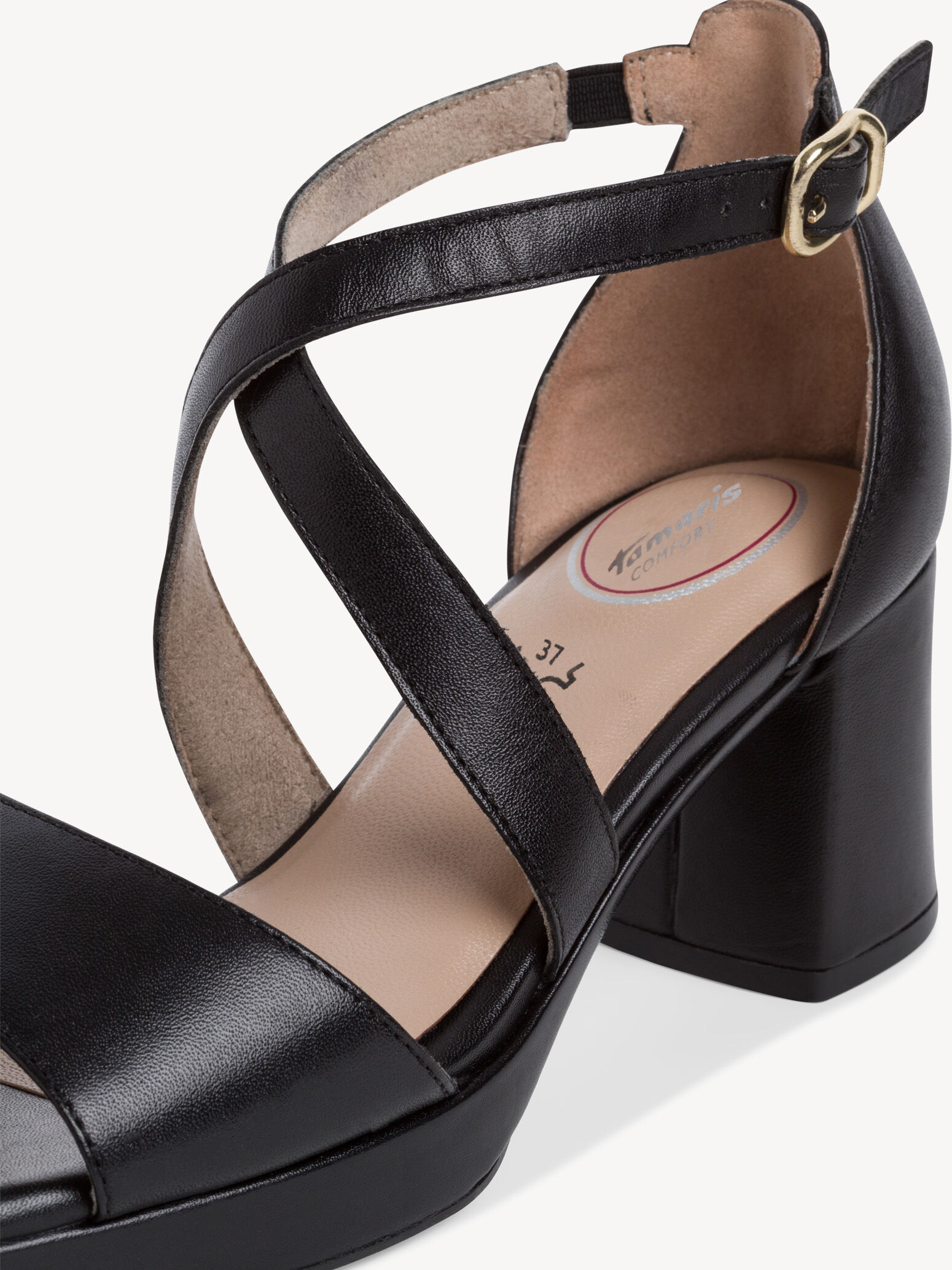 Sandale à talon en cuir - noir