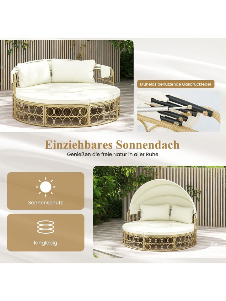COSTWAY Rattan Sonneninsel mit Beistelltisch in Beige günstig kaufen onesize