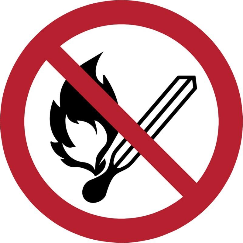 Djois Warnschild Feuer, offenes Licht und Rauchen verboten Klebstoff, einschraubbar PP (Polypropylen) 20 (B) x 0,14 (H) cm 3 Stück
