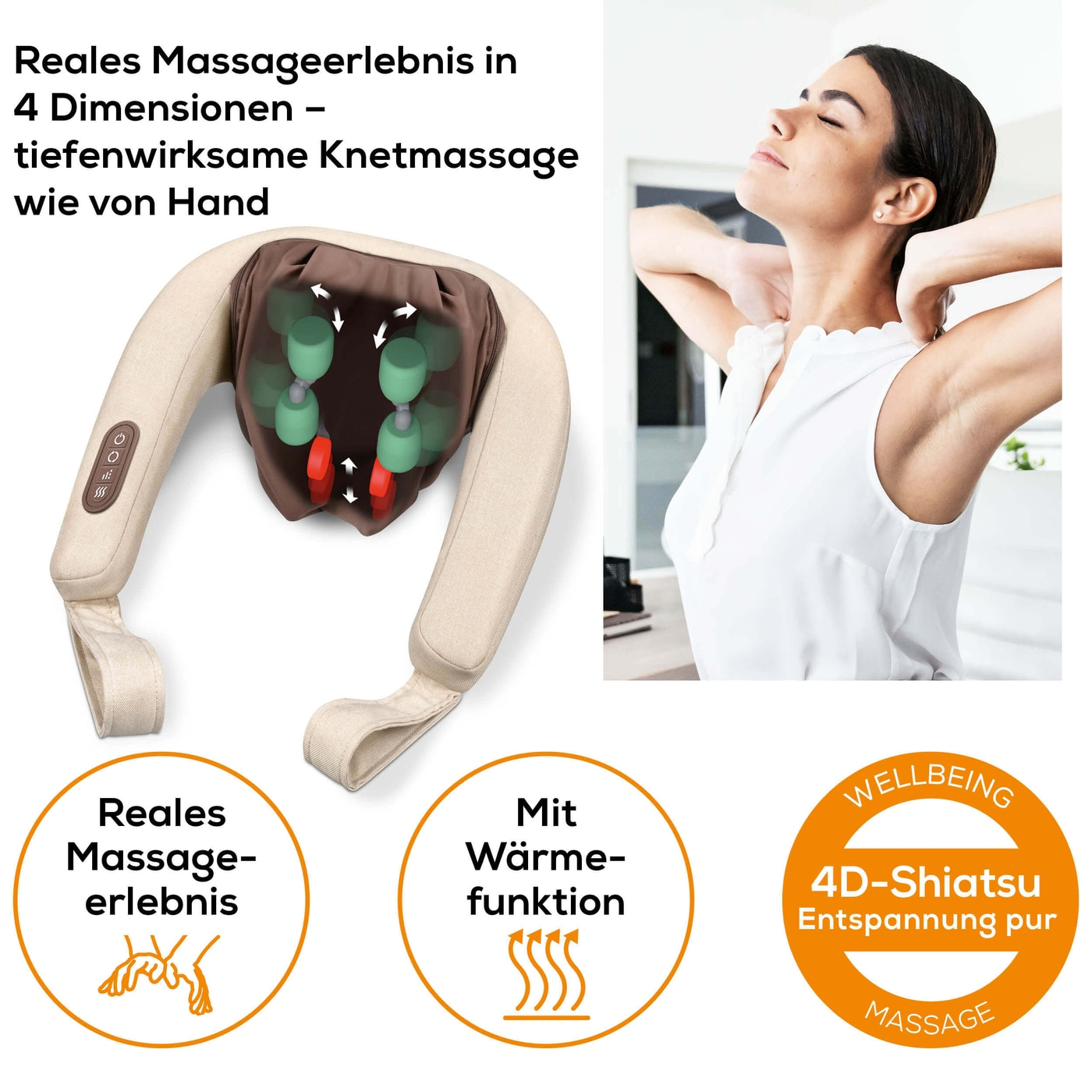 Beurer 4D Nacken-Massagegerät MG 153-Massagegerät für den Nacken mit 4D handsimulierenden Massageköpfen