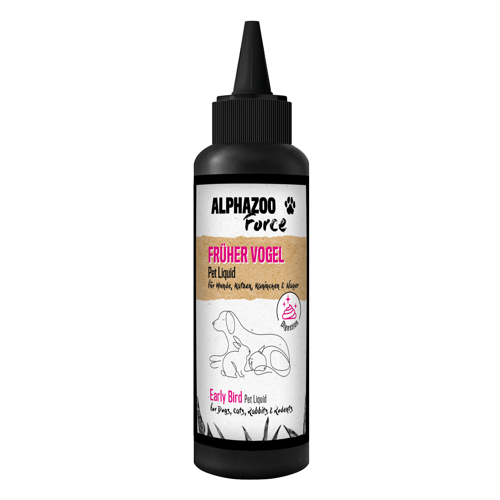 ALPHAZOO Ergänzungsfutter & Aufzucht ALPHAZOO Früher Vogel Magen & Darm Pet Liquid für Hunde, Katzen und Nagetiere