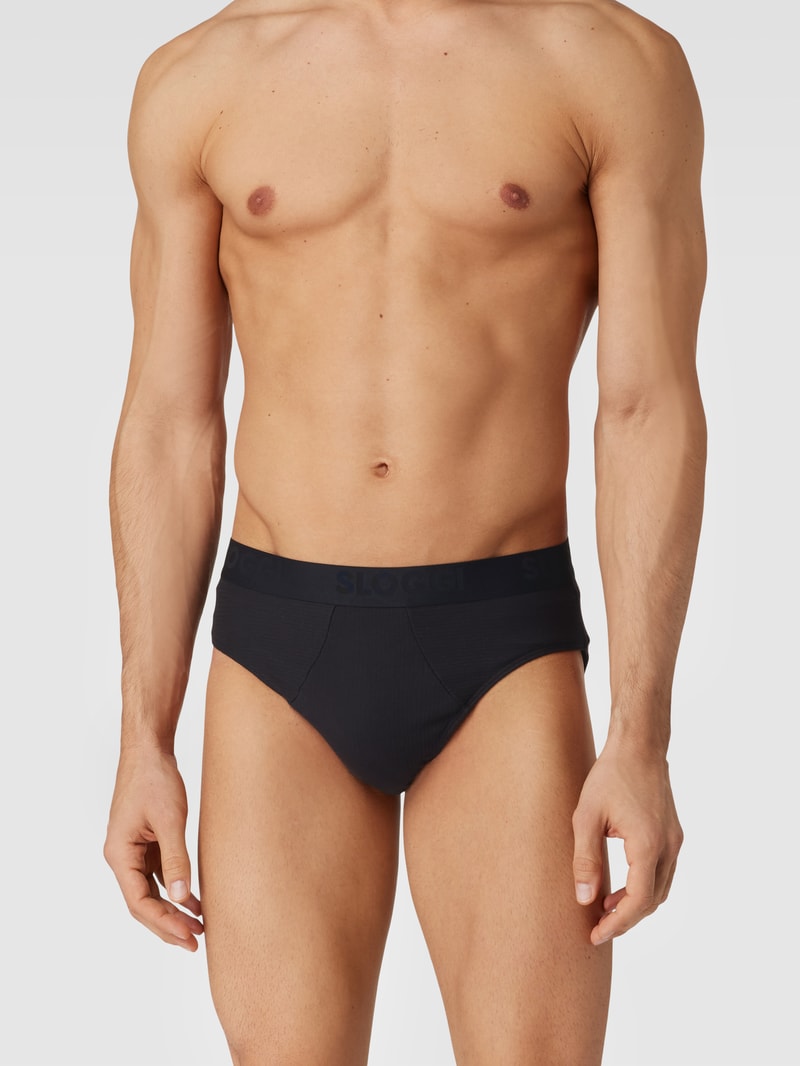 Slip mit Streifenmuster im 2er-Pack in schwarz