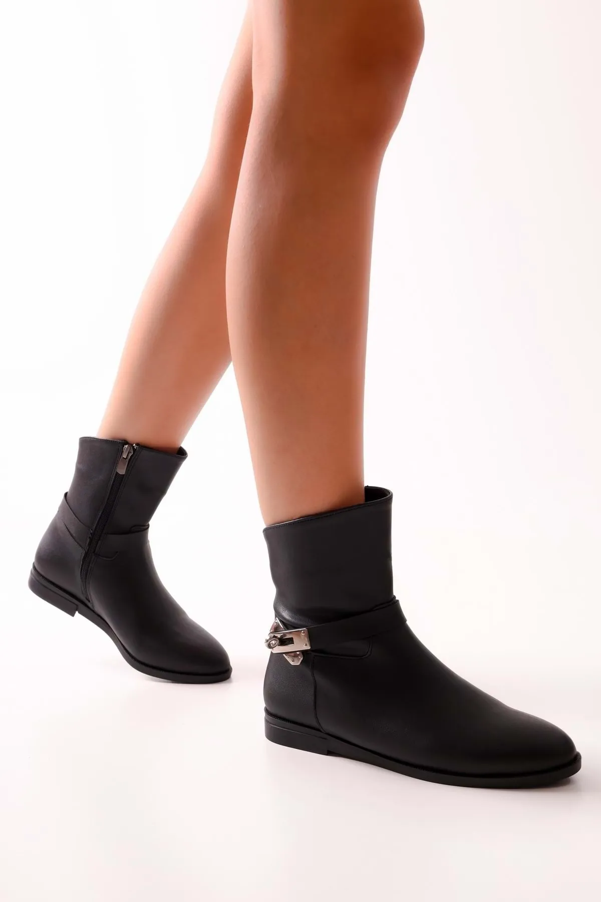 Shoeberry  Tiesel Black Skin Damenstiefel mit Absatz Black Skin