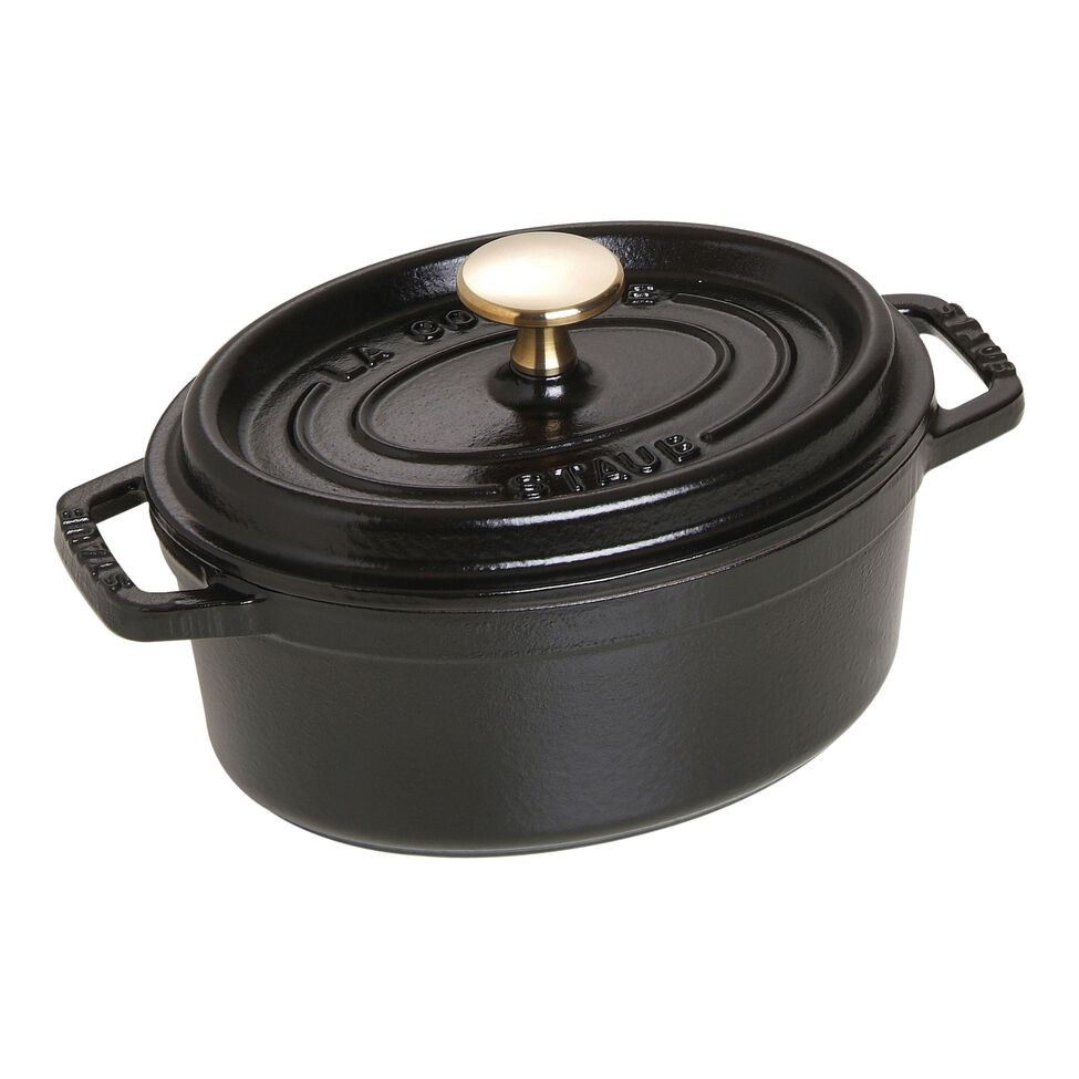 Cocotte 17 cm, oval, Schwarz, Gusseisen