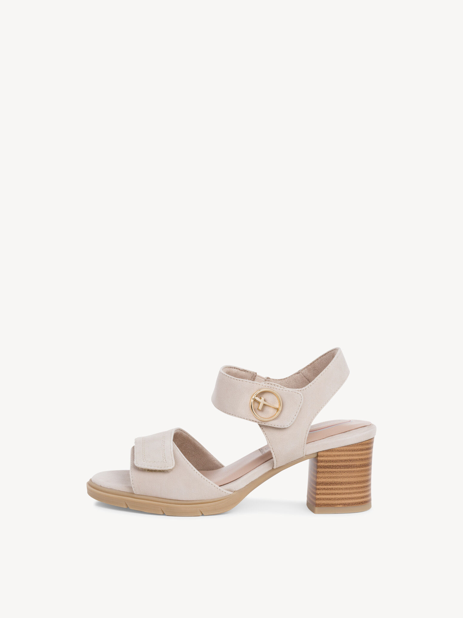 Sandale à talon en cuir - beige