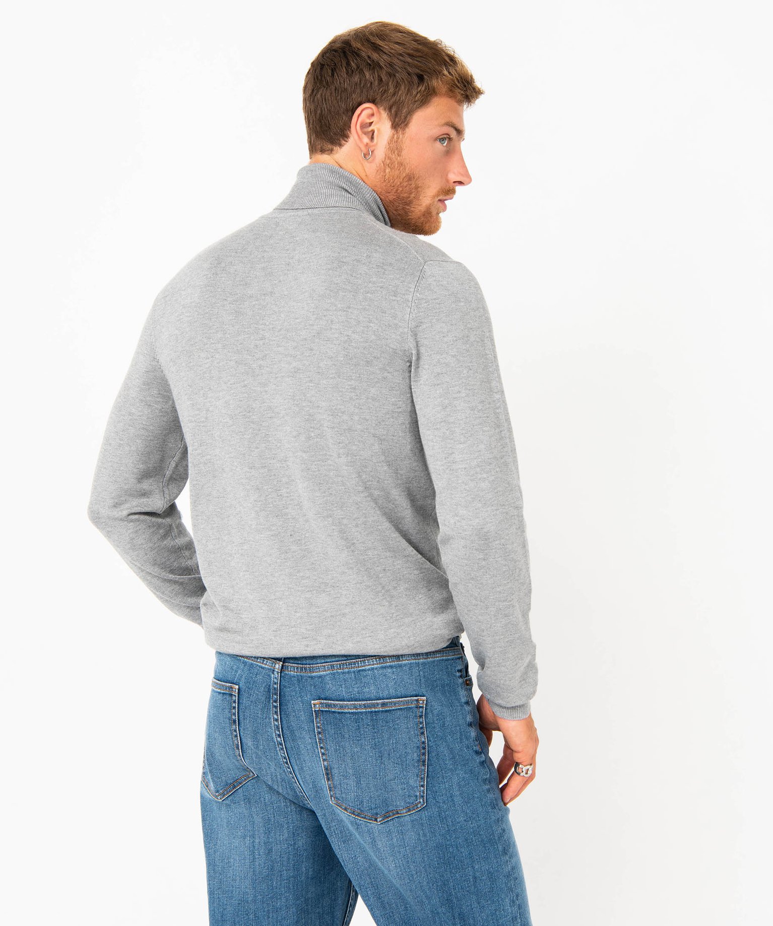 Pull à col roulé en maille fine homme gris | GEMO