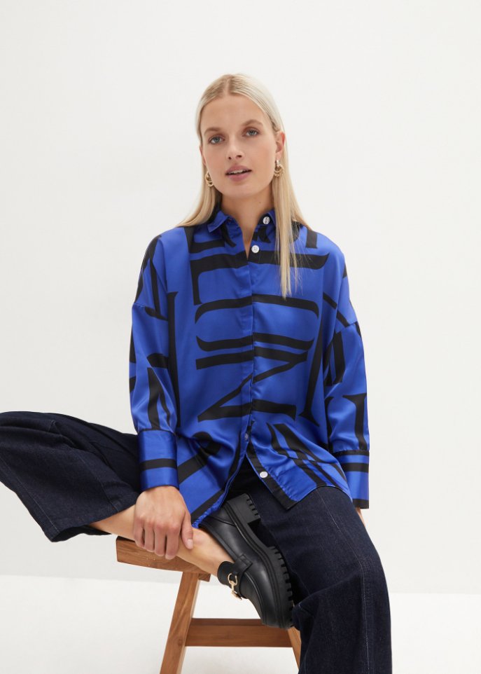 Oversize Satin Bluse