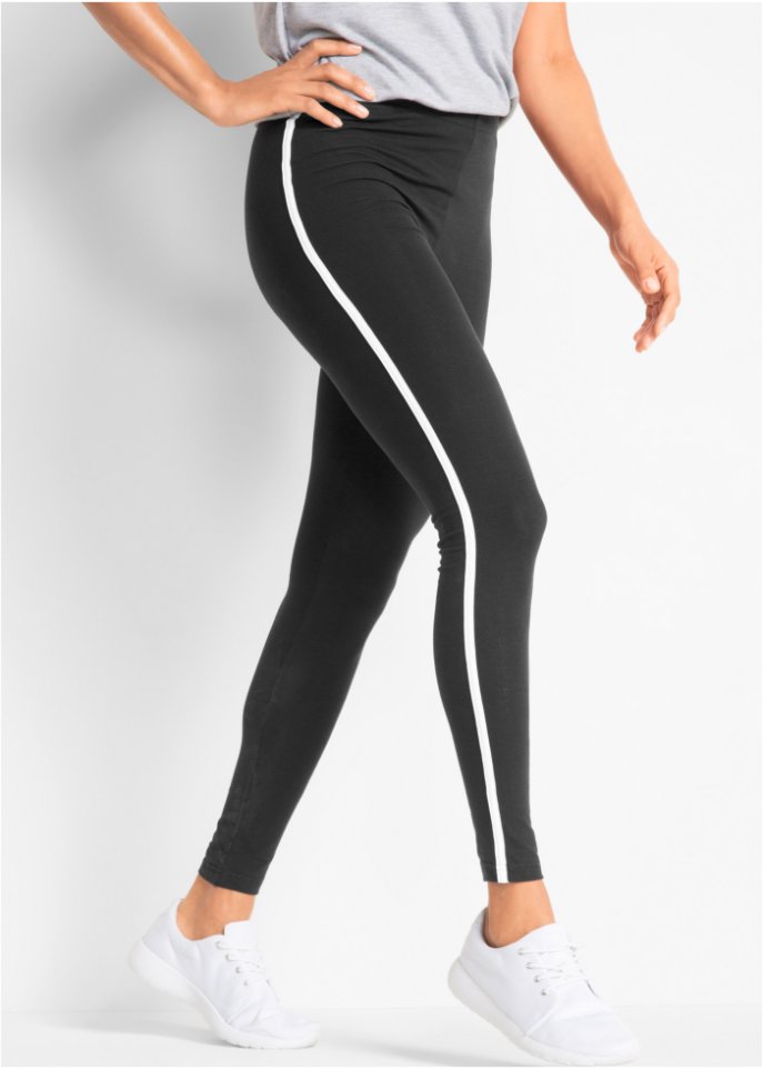 Sport-Leggings mit seitlichem Kontraststreifen, knöchelfrei