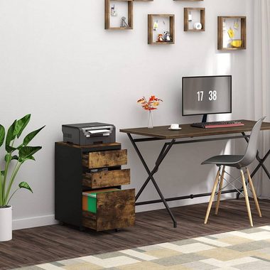 Woltu Aktenschrank (1-St) mobiler Schrank, Rollcontainer mit 3 Schubladen