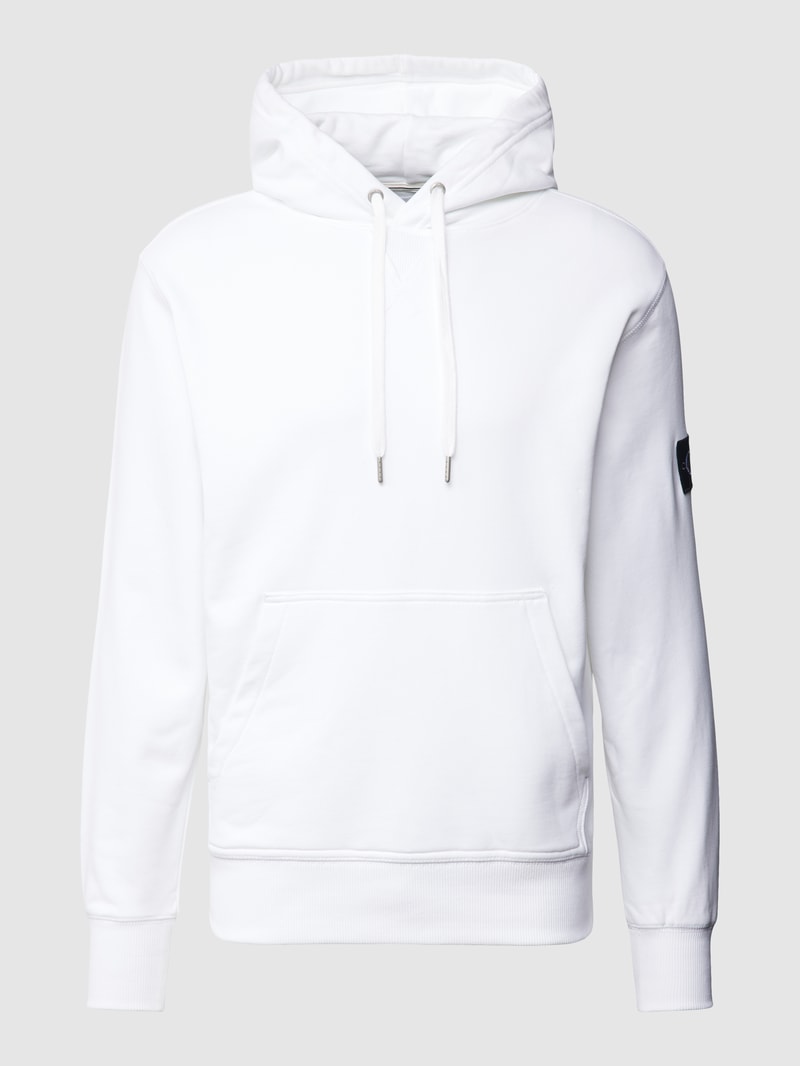 Hoodie mit Label-Patch in weiß