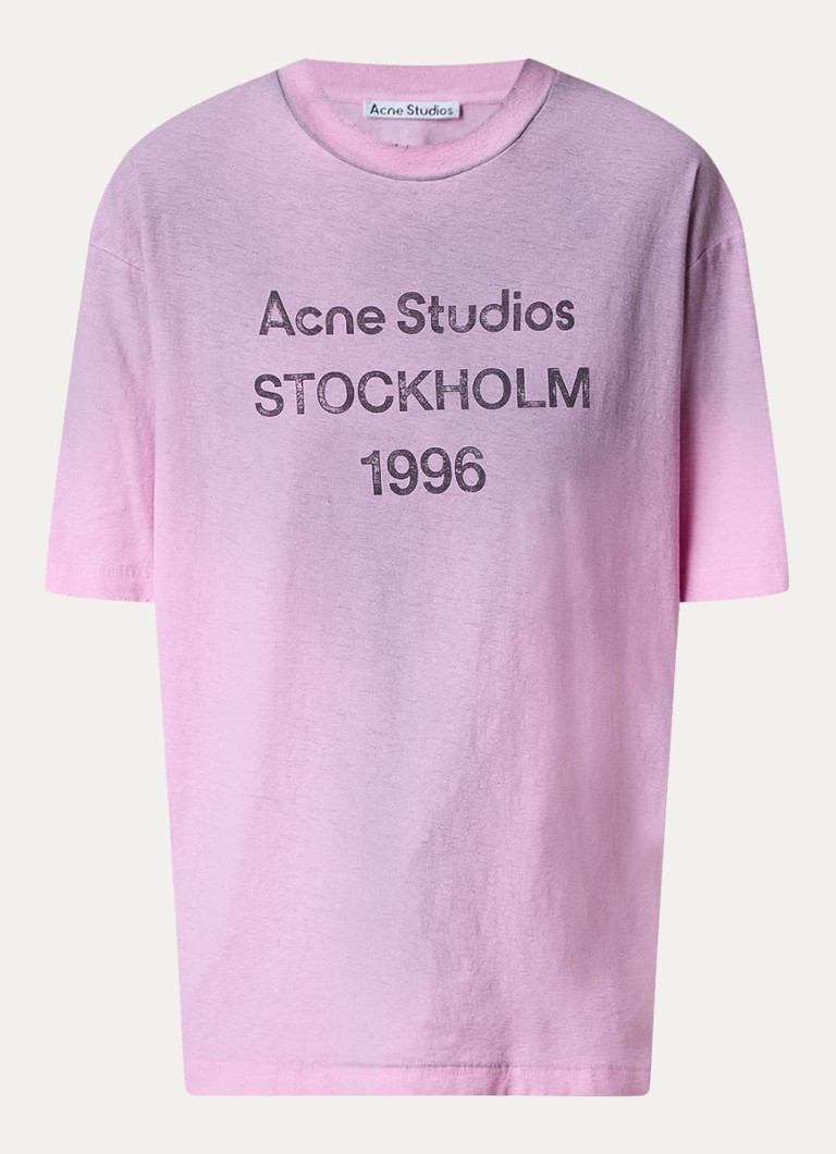 Acne Studios T-krekls ar logoprint un verwassen afwerking