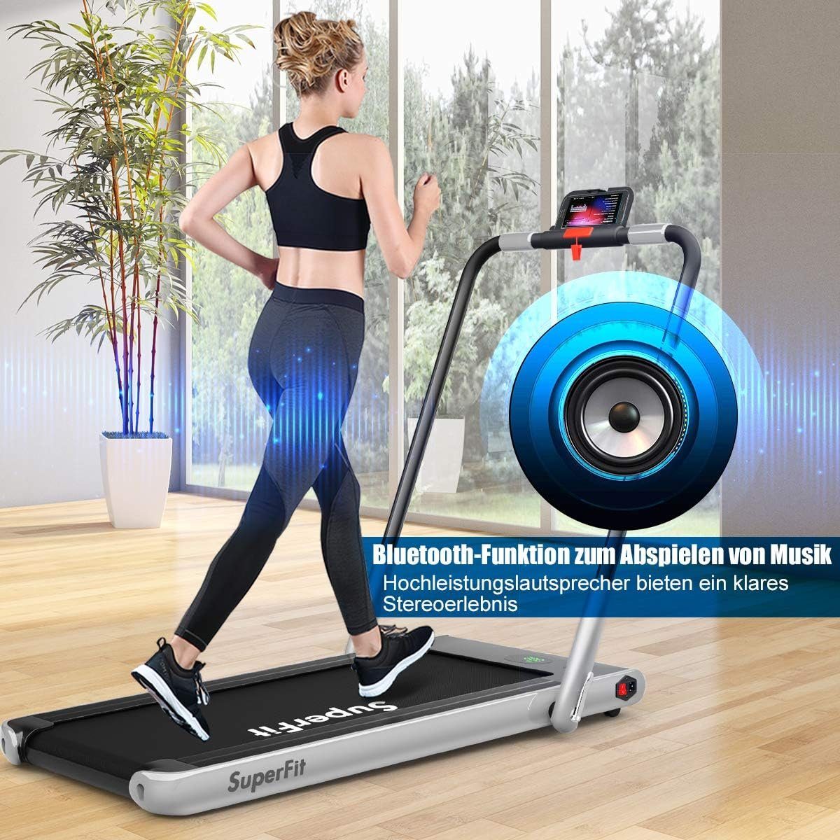 KOMFOTTEU Laufband 2-in-1 Walking Laufband, LED-Display, bis 12 km/h, bis 120 kg