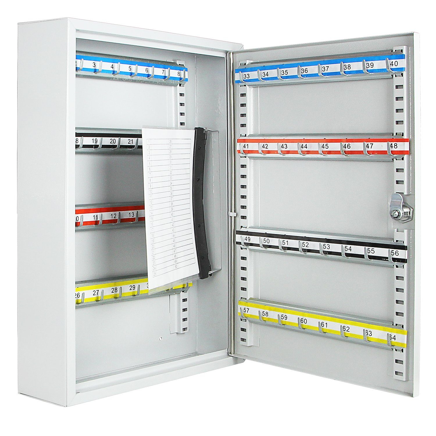 HMF Schlüsselkasten abschließbarer Schlüsselschrank, Robuster Schlüsseltresor mit 64 Haken, 45x30x8 cm