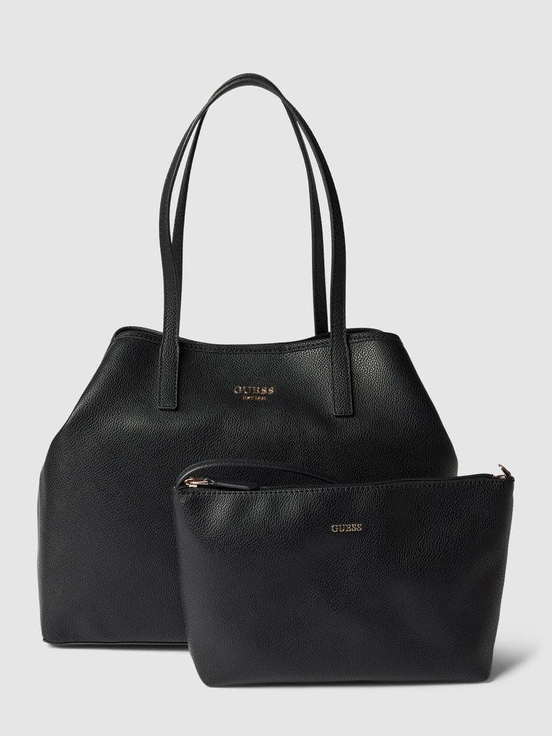 Shopper mit Label-Details Modell 'VIKKY' in schwarz