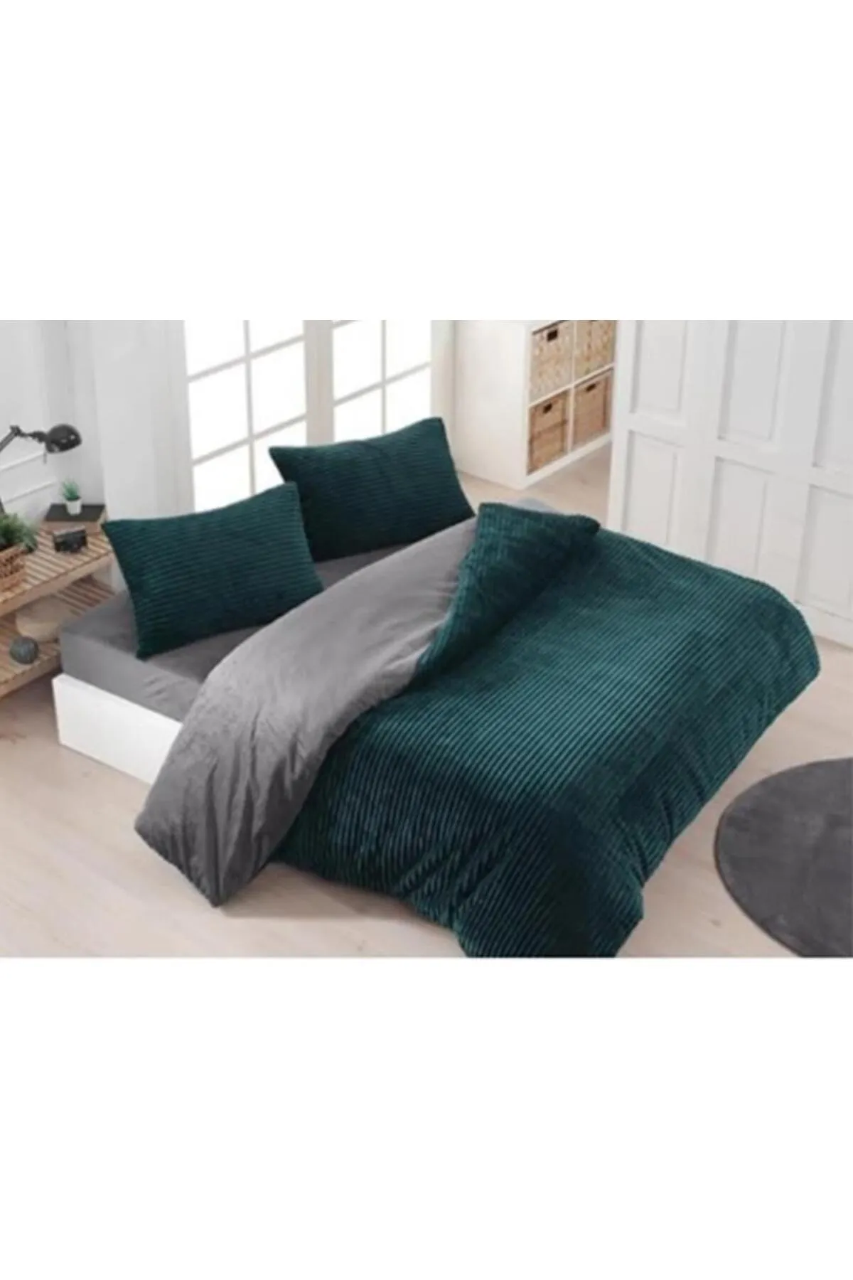 Çeyiz Diyarı  Bettwäsche-Set für Doppelbett aus Merino-Twill, Petrol