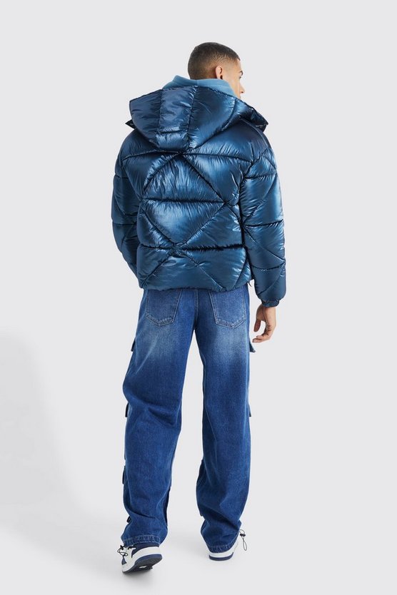 Kastige Metallic Steppjacke