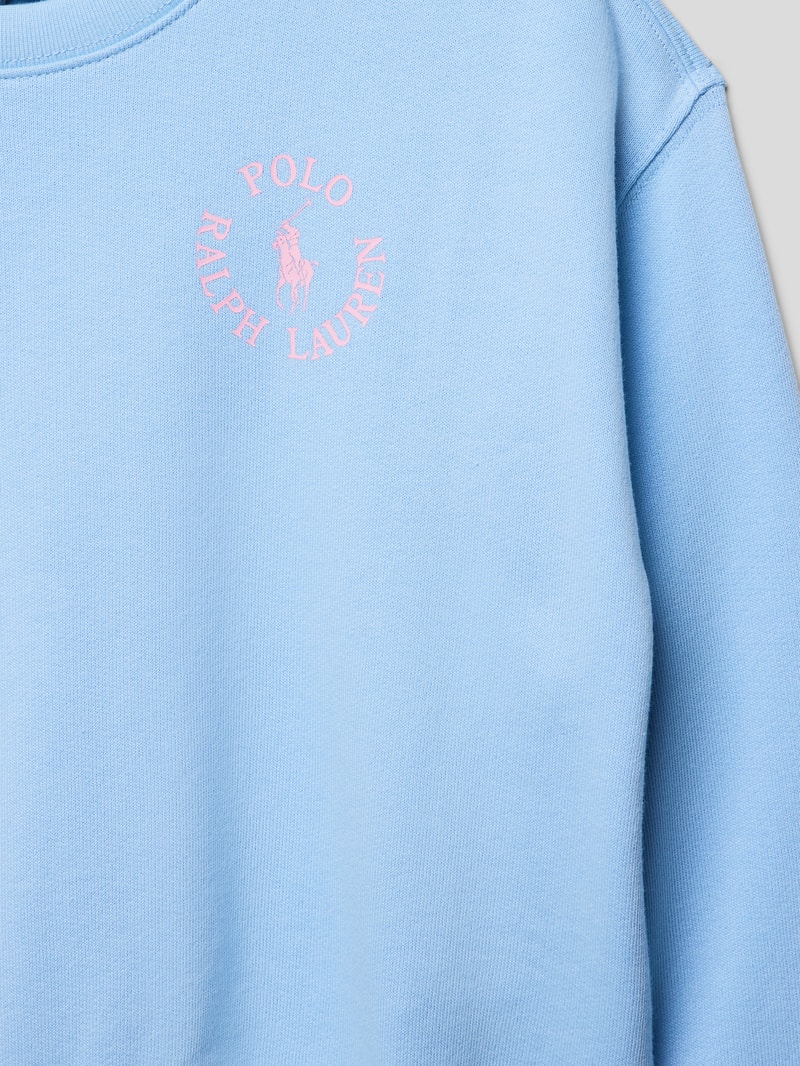 Sweatshirt mit gerippten Abschlüssen in bleu