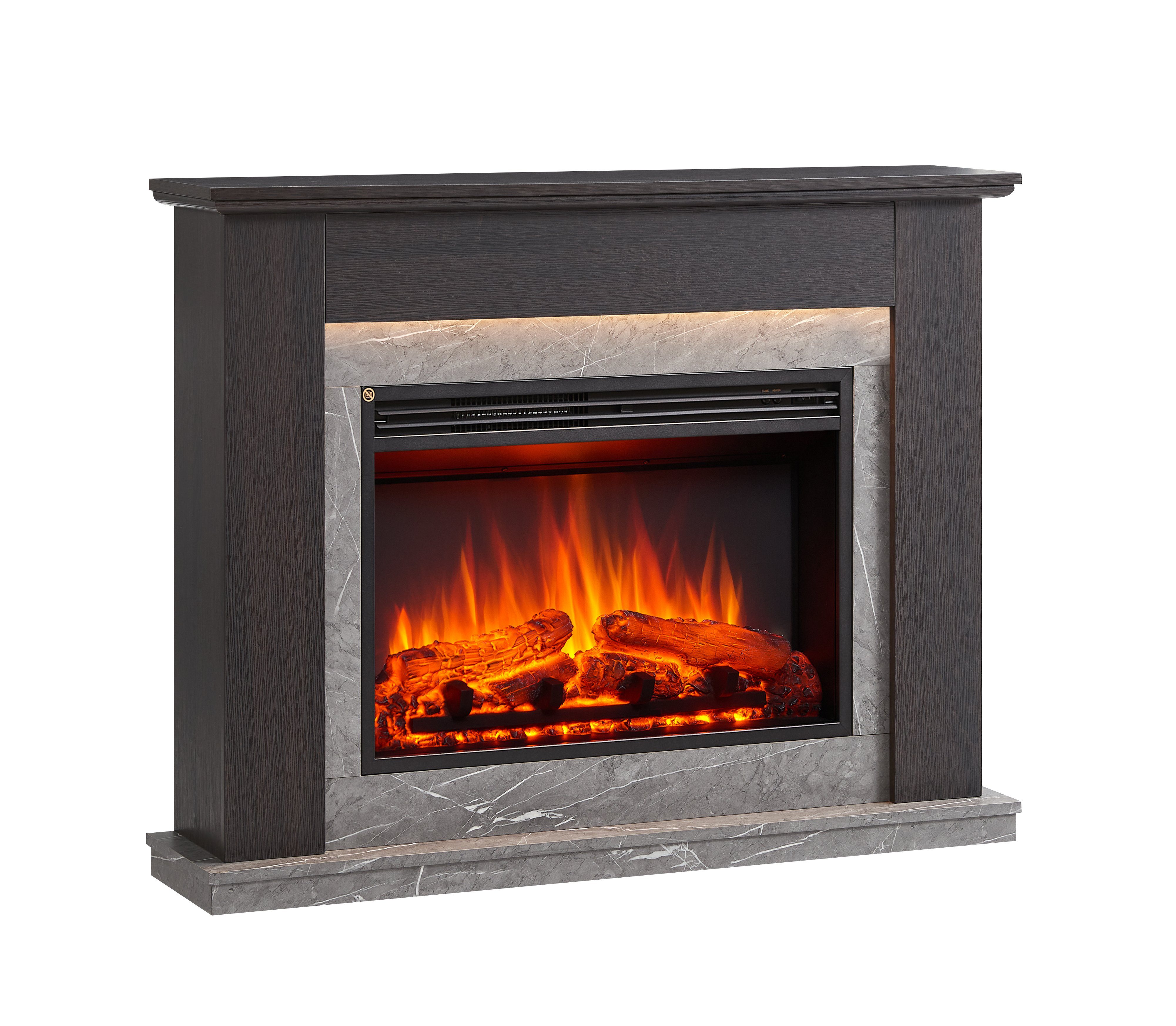 CrownFlame Elektrokamin Ajax, Standkamin mit Heizung 2000W, Heizung, LED-Beleuchtung, 3D-Flammeneffekt & Fernbedienung