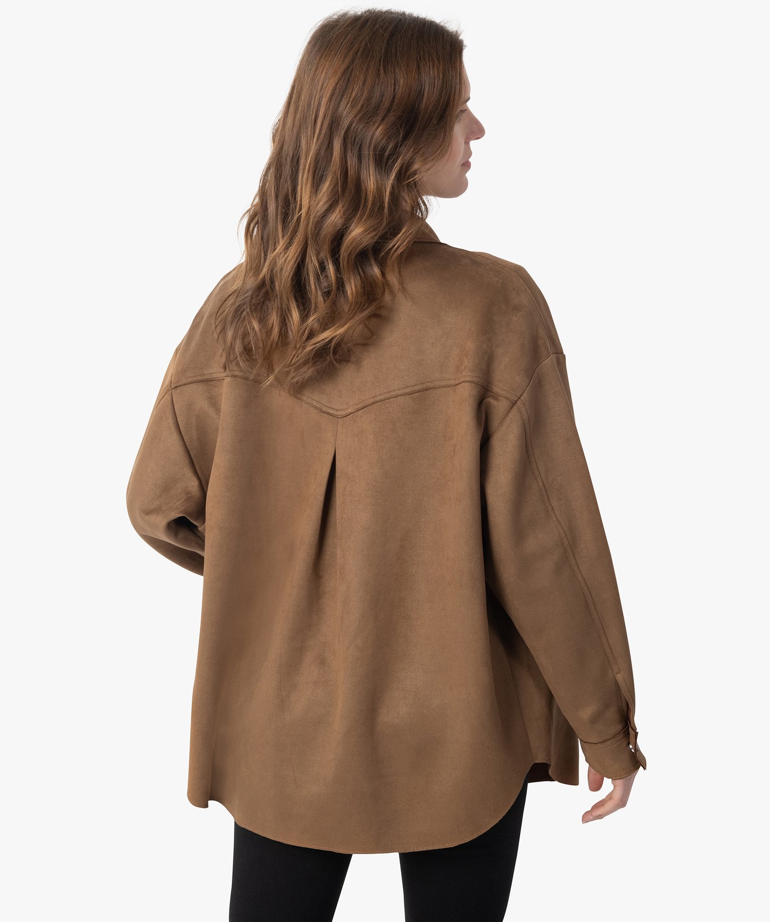 Veste femme forme chemise en suédine camel | GEMO