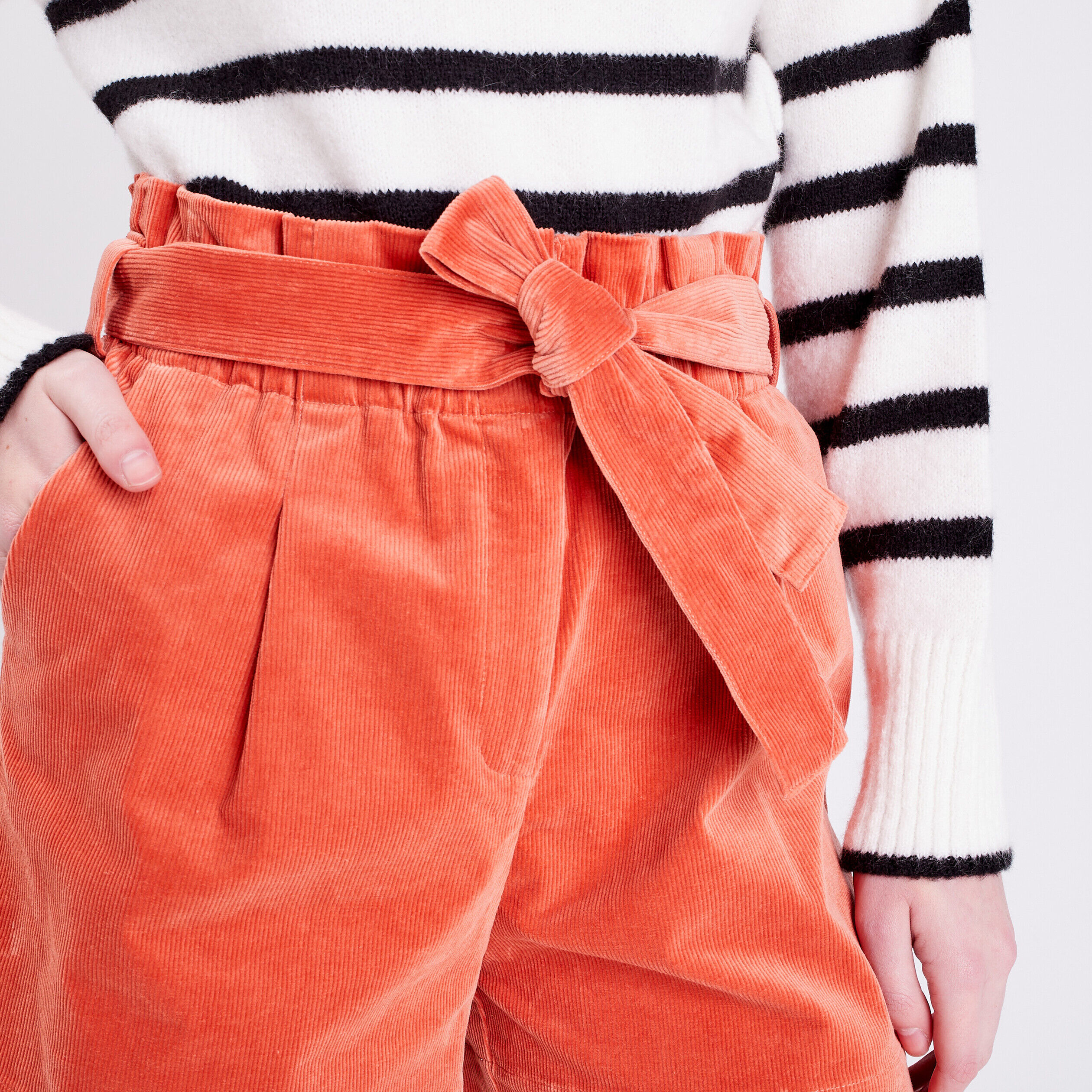 Short paperbag velours jaune moutarde femme | Cache Cache