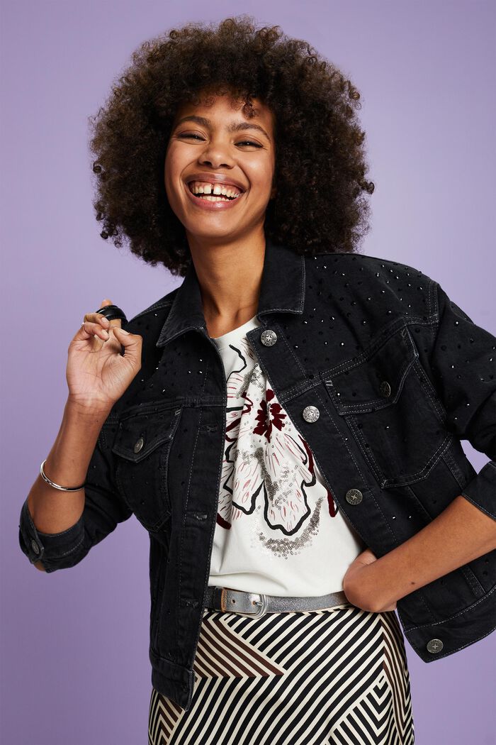 Ärmelloses T-Shirt mit Print und Pailletten