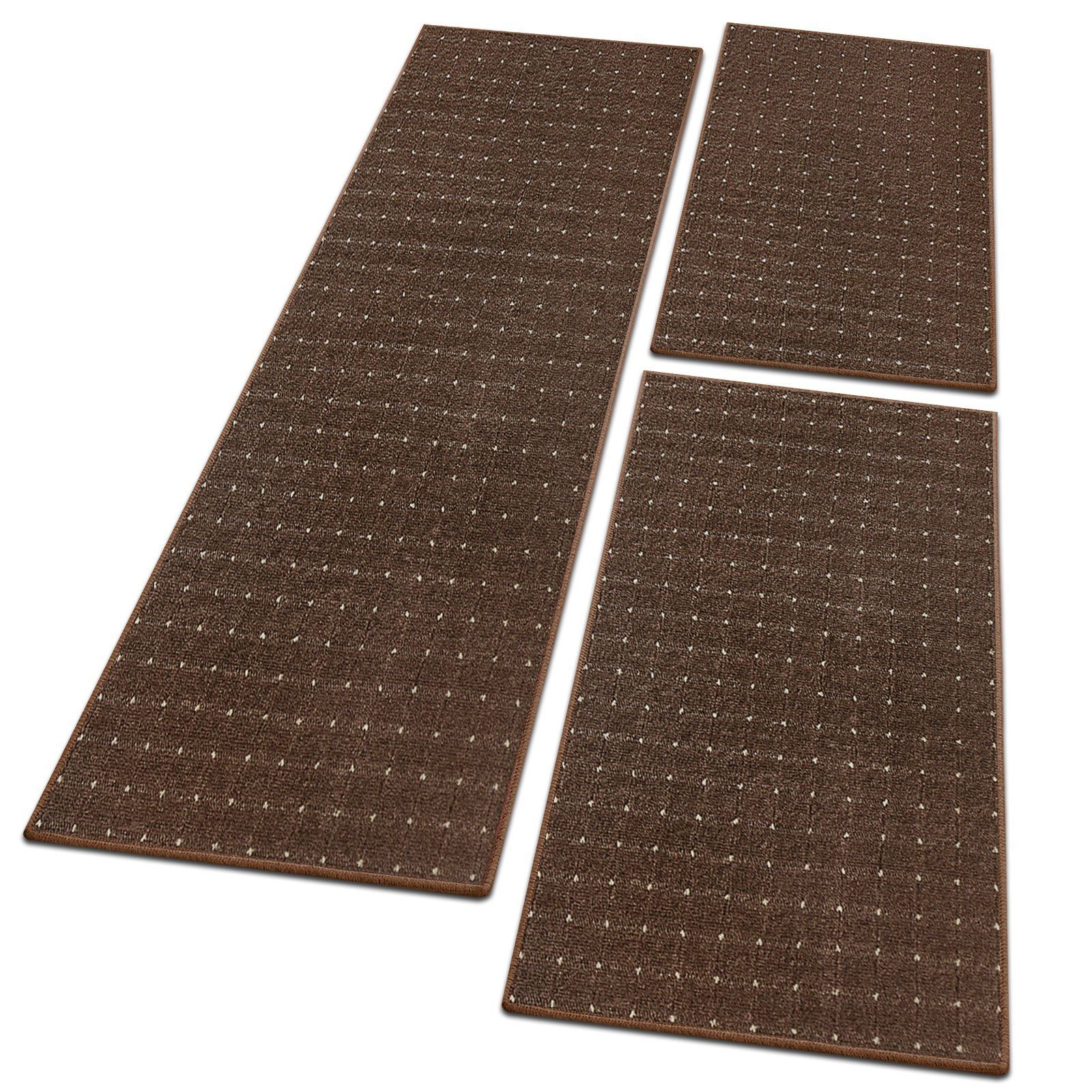 Bettumrandung Rapido Braun, 3 Größen, Teppichläufer, Läufer-Set für das Schlafzimmer Floordirekt, Höhe 5 mm, (3-tlg)