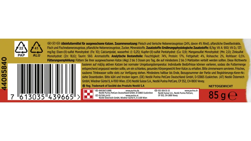 PURINA GOURMET Gold Raffiniertes Ragout mit Rind 85 g