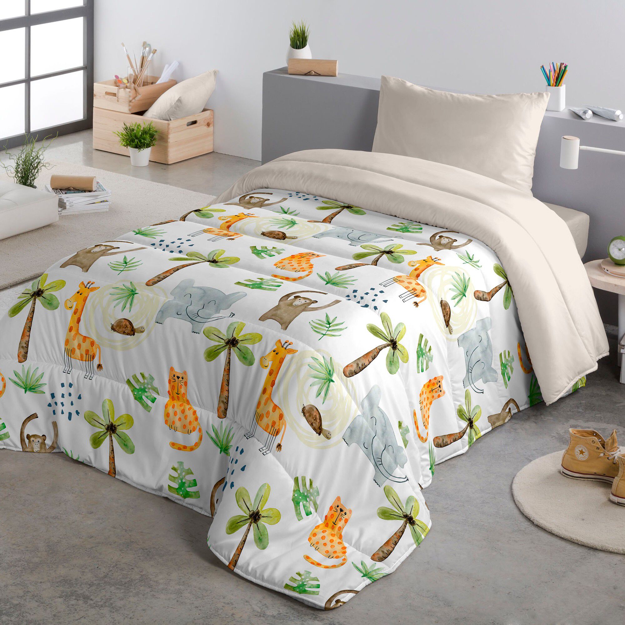Couette enfant microfibre imprimée Girafe