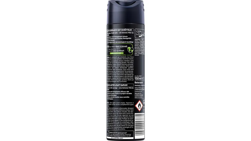 NIVEA MEN Deo Spray Extreme Wild Zedernholz Anti-Transpirant 150 ml