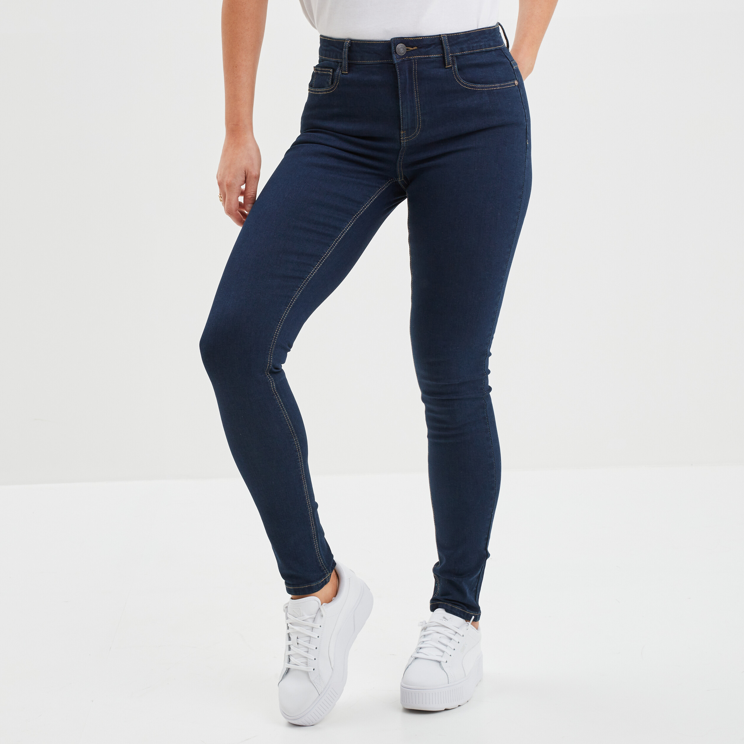 Jeans slim taille standard denim brut femme | La Halle