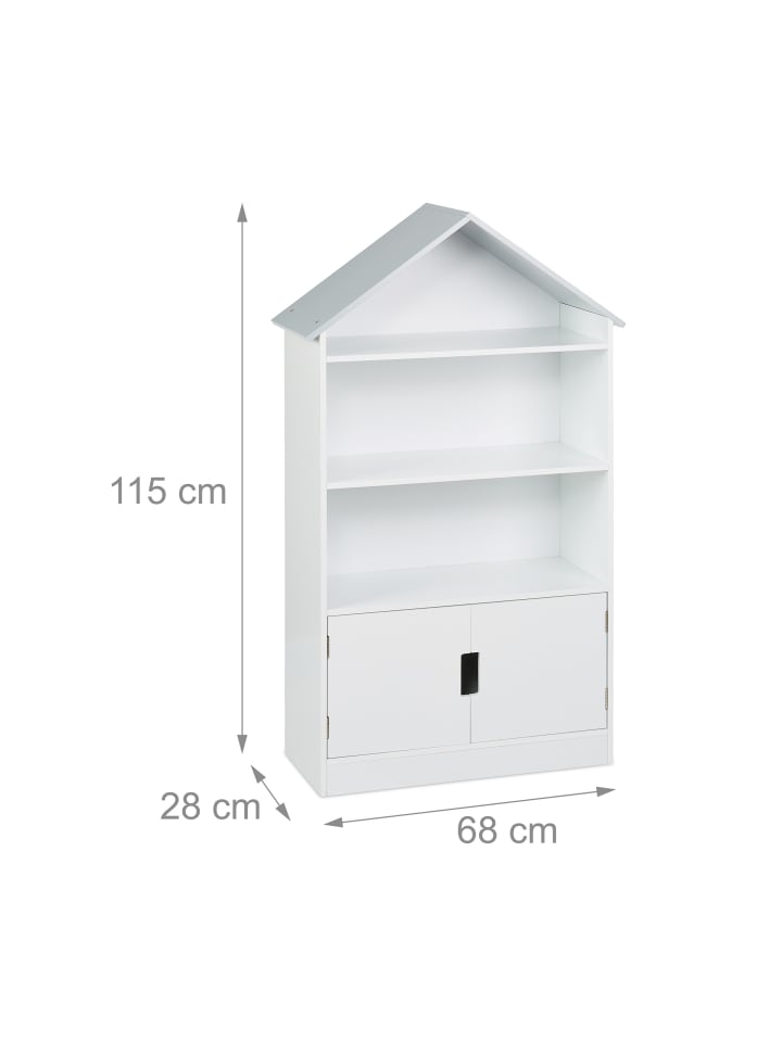 relaxdays Kinderregal in Weiß/ Grau - (B)68 x (H)115 x (T)28 cm günstig kaufen onesize