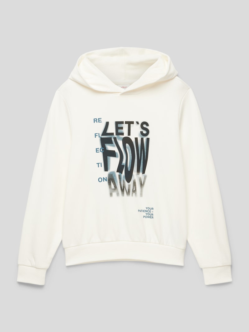 Hoodie mit Label-Print in weiß