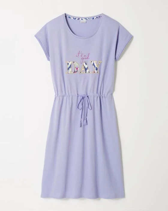Chemise de nuit fantaisie maille peigné pur coton peigné