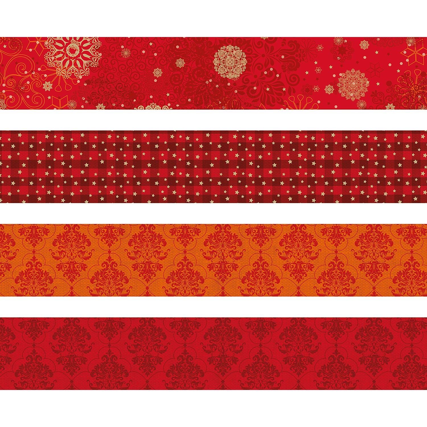 Papierstreifen-Set Fröbelsterne, rot-gold, 96 Streifen