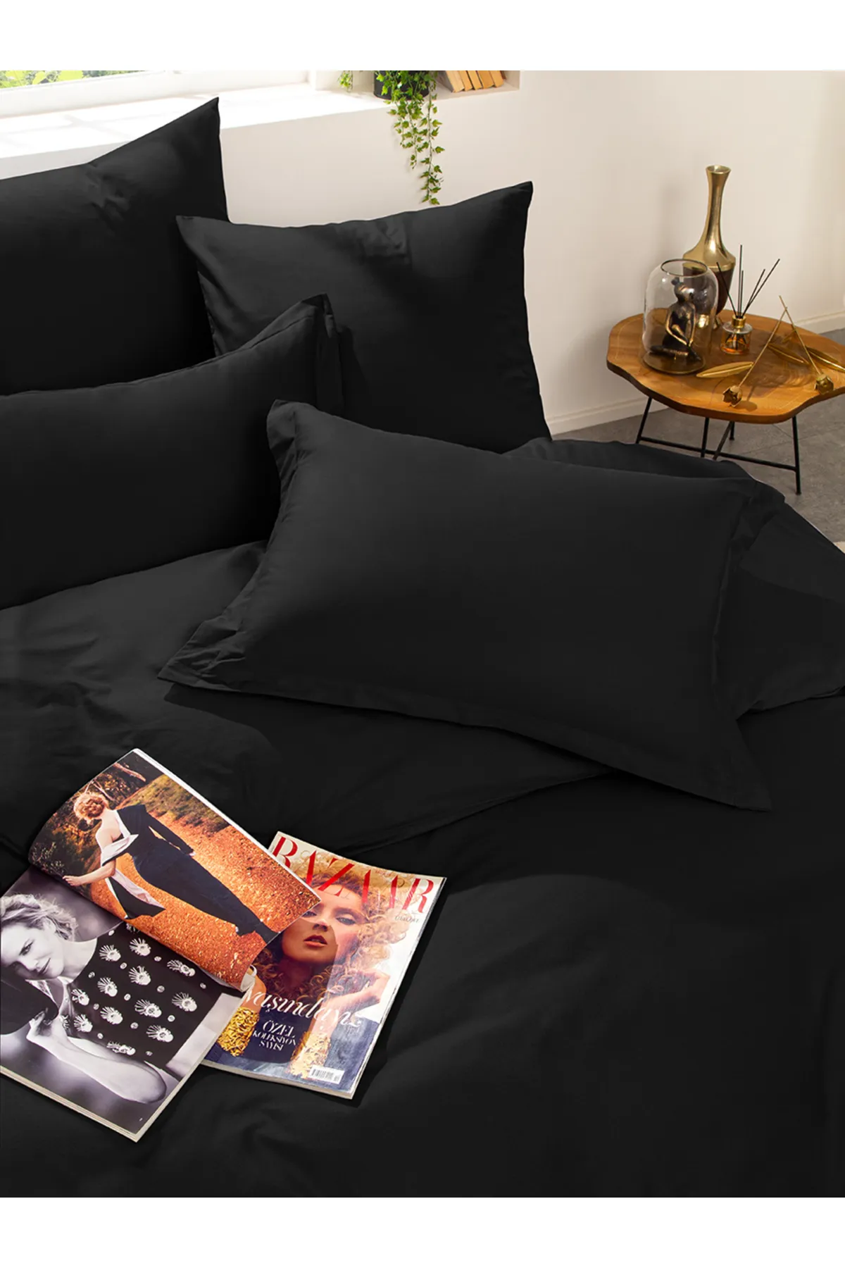 Karna Home  Klassisches Doppel-Bettbezug-Set aus Baumwollsatin