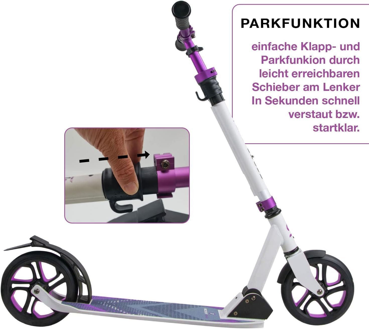 Scoot One Cityroller Höhenverstellbarer Tretroller S1, Kickroller 205mm – Aluminium Roller, klappbar