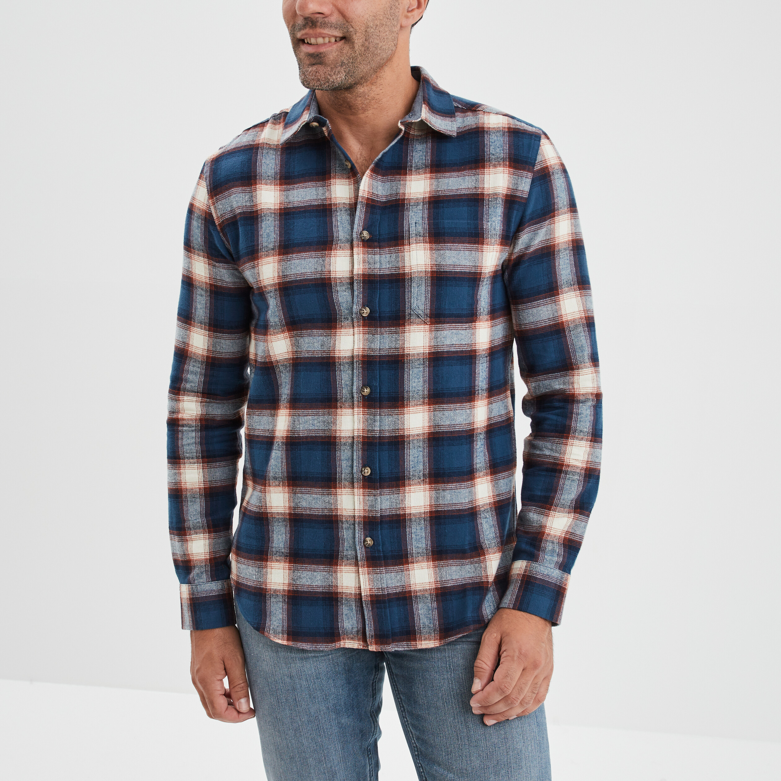 Chemise manches longues droite bleu marine homme | La Halle